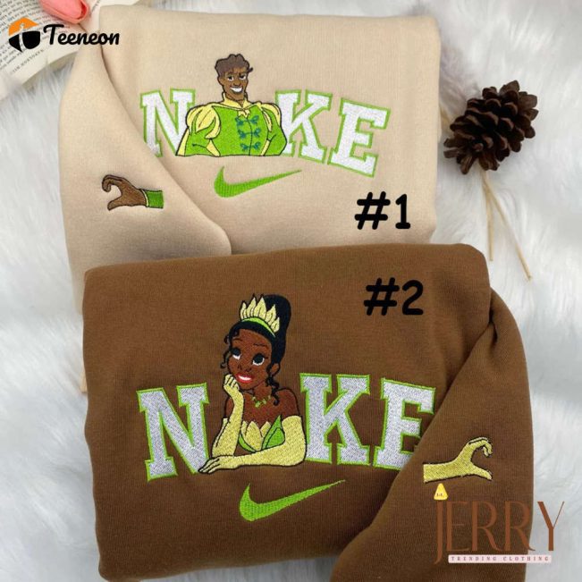 Disney Nike Embroidered Sweatshirt Tiana And Naveen The Princess and the Frog, Perfect Valentines Day Gift for Couples| soulcals.com