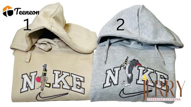 Tom And Jerry Couple Nike Embroidered Sweatshirts| soulcals.com