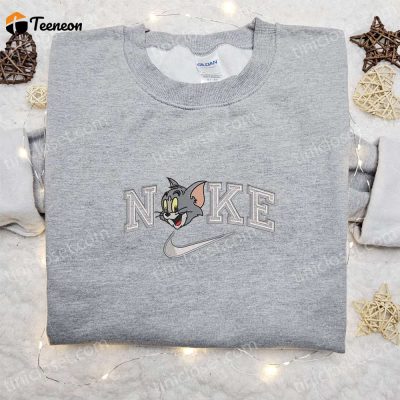 Tom Head x Nike Cartoon Embroidered Sweatshirt & Tom and Jerry Shirt, B Gift for Men Women Family Gift Ideas| soulcals.com
