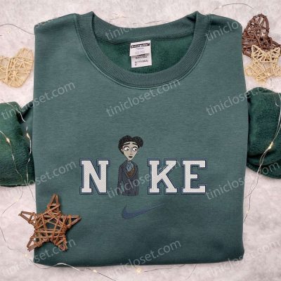Stylish Victor x Nike Embroidered Shirt Corpse Bride Cartoon Hoodie & Nike Inspired Sweatshirt, Trendy Embroidered Apparels| soulcals.com