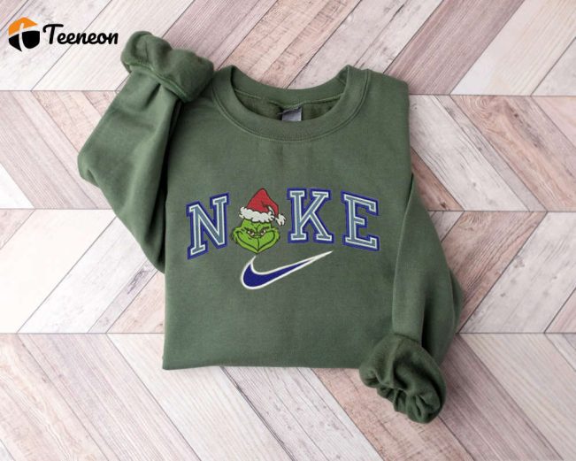 Vintage Nike Santa Grinch Face Embroidered Sweatshirt| soulcals.com