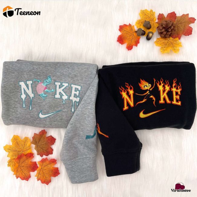 Vintage Pixar Elemental Ember Lumen & Wade Ripple Nike Sweatshirts, Perfect Nike Embroidery Matching| soulcals.com