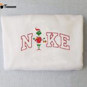 Vintage Red Nike Grinch Christmas Embroidered Sweatshirt| soulcals.com