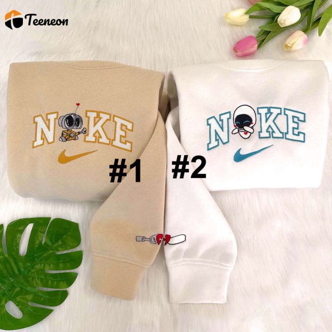 Wall E And EVE Disney Nike Embroidered Sweatshirts| soulcals.com