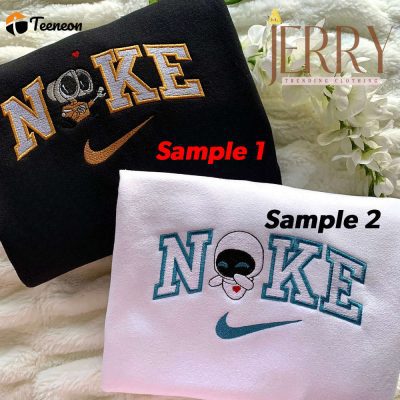 Wall-E And Eve Nike Embroidered Sweatshirt| soulcals.com
