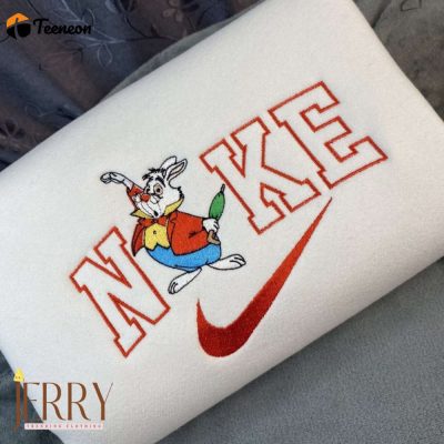 Disney Nike White Rabbit Alice in Wonderland Embroidered Sweatshirt| soulcals.com