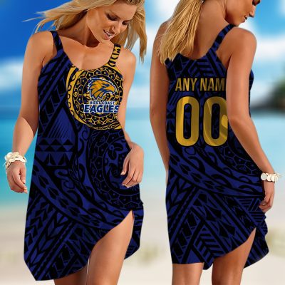 Personalized  Fremantle Dockers AFL Special Polynesian Design  Sleeveless Summer Beach Sundress for Women