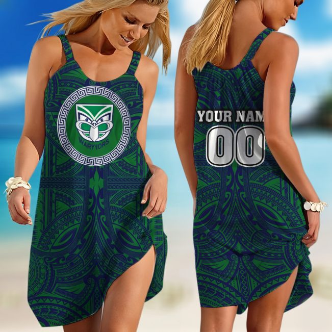 Personalized  Western Bulldogs AFL Special Polynesian Design  Sleeveless Summer Beach Sundress for Women