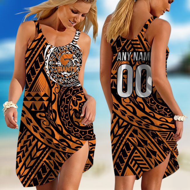 Personalized  Fremantle Dockers AFL Special Polynesian Design  Sleeveless Summer Beach Sundress for Women