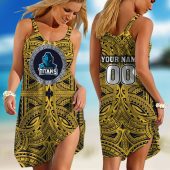 Personalized  Western Bulldogs AFL Special Polynesian Design  Sleeveless Summer Beach Sundress for Women