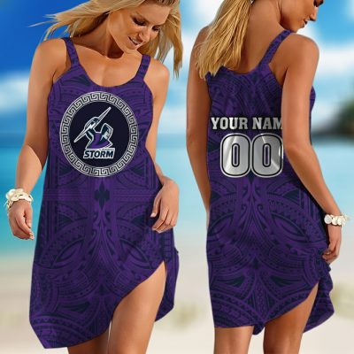 Personalized  Western Bulldogs AFL Special Polynesian Design  Sleeveless Summer Beach Sundress for Women