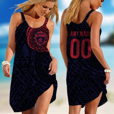 Personalized  Fremantle Dockers AFL Special Polynesian Design  Sleeveless Summer Beach Sundress for Women