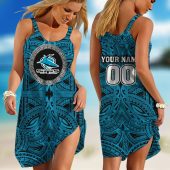 Personalized  Western Bulldogs AFL Special Polynesian Design  Sleeveless Summer Beach Sundress for Women