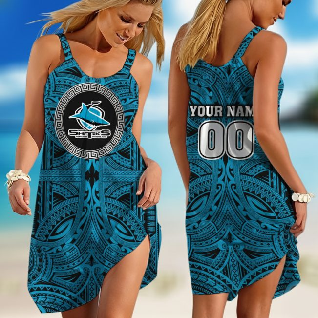 Personalized  Western Bulldogs AFL Special Polynesian Design  Sleeveless Summer Beach Sundress for Women