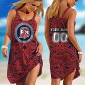 Personalized  Western Bulldogs AFL Special Polynesian Design  Sleeveless Summer Beach Sundress for Women