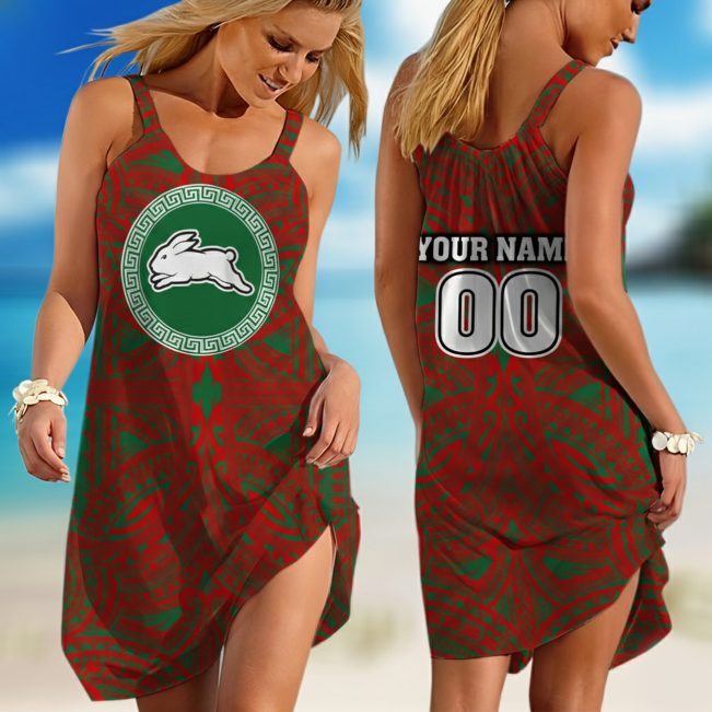 Personalized  Western Bulldogs AFL Special Polynesian Design  Sleeveless Summer Beach Sundress for Women