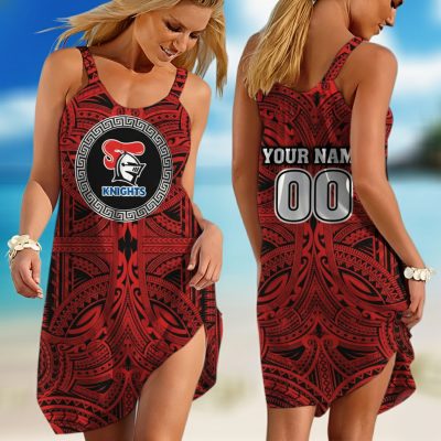 Personalized  Western Bulldogs AFL Special Polynesian Design  Sleeveless Summer Beach Sundress for Women