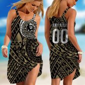 Personalized  Fremantle Dockers AFL Special Polynesian Design  Sleeveless Summer Beach Sundress for Women