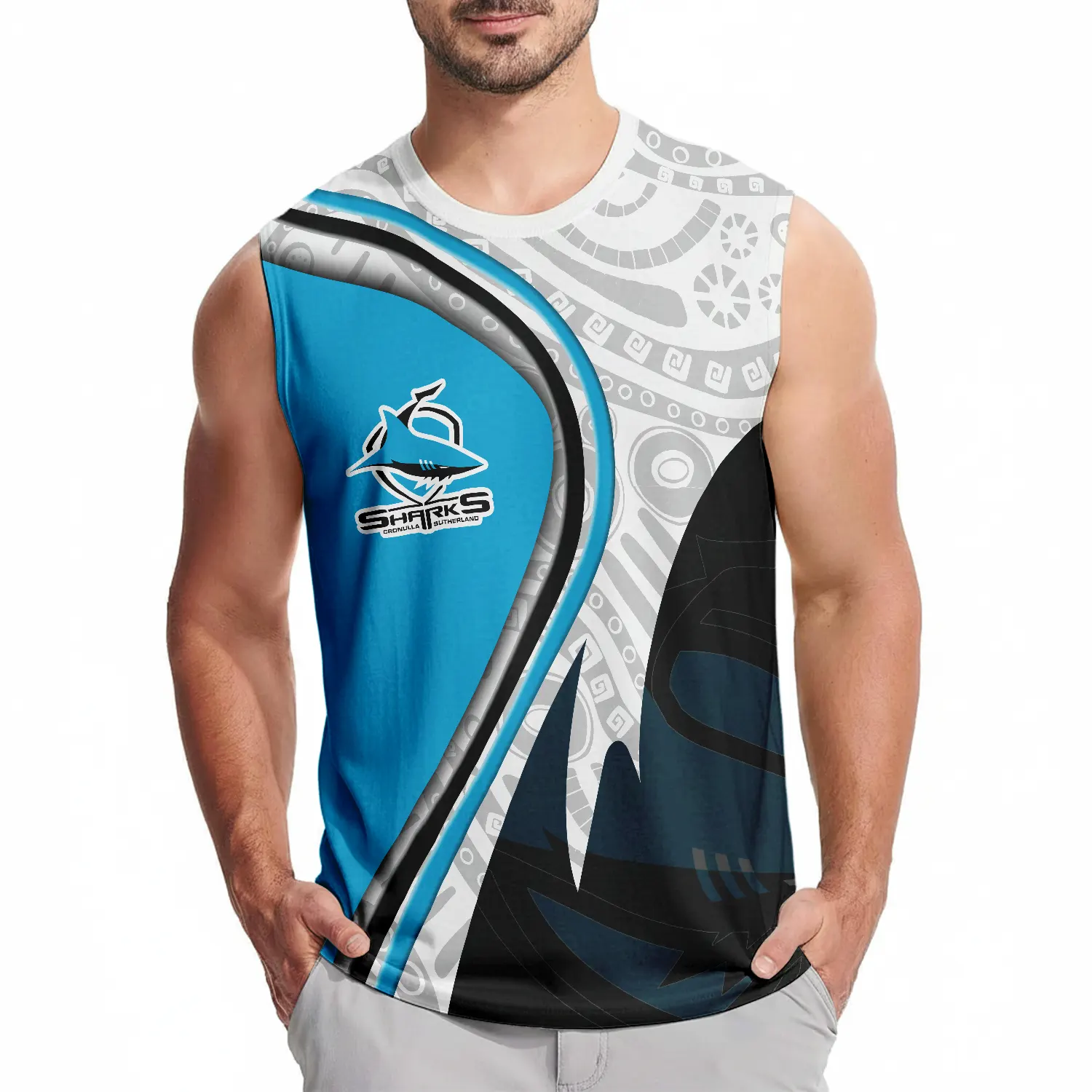 Cronulla-Sutherland Sharks Personalized Tank Top Gift For Fans Cronulla-Sutherland Sharks Personalized Tank Top Gift For Fans