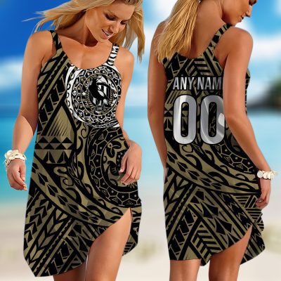 Personalized  Fremantle Dockers AFL Special Polynesian Design  Sleeveless Summer Beach Sundress for Women
