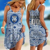 Personalized  Western Bulldogs AFL Special Polynesian Design  Sleeveless Summer Beach Sundress for Women