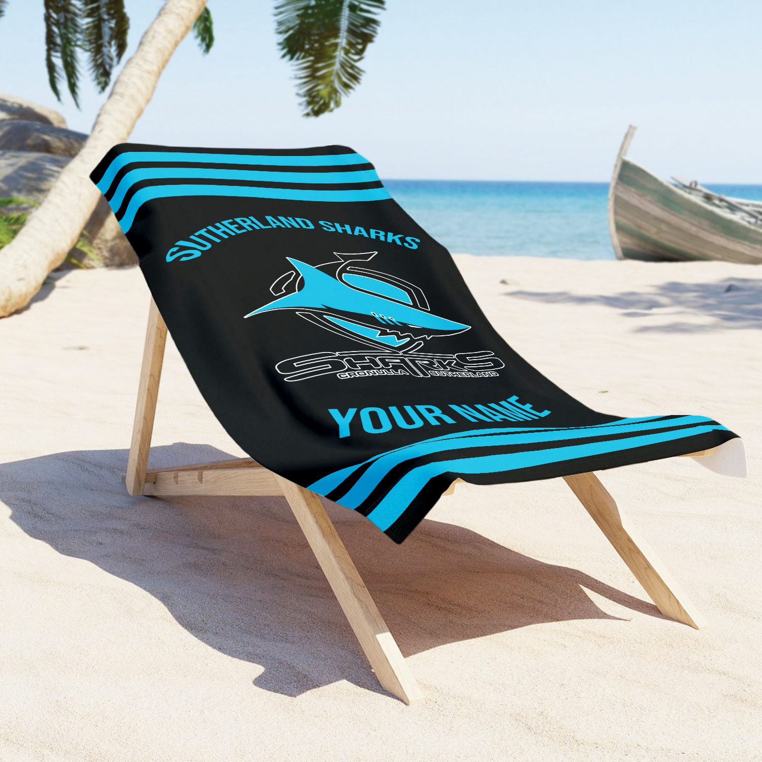Cronulla-Sutherland Sharks Personalized Pool Travel Beach  Towels Cronulla-Sutherland Sharks Personalized Pool Travel Beach  Towels