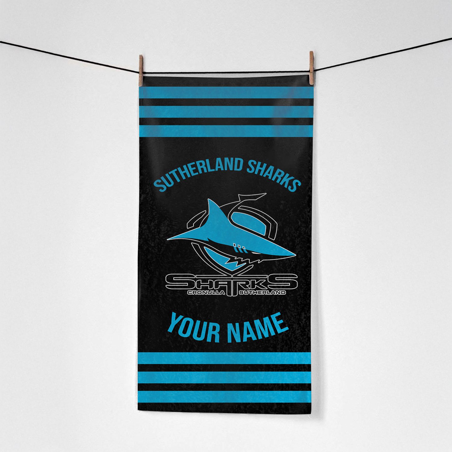 Cronulla-Sutherland Sharks Personalized Pool Travel Beach  Towels Cronulla-Sutherland Sharks Personalized Pool Travel Beach  Towels