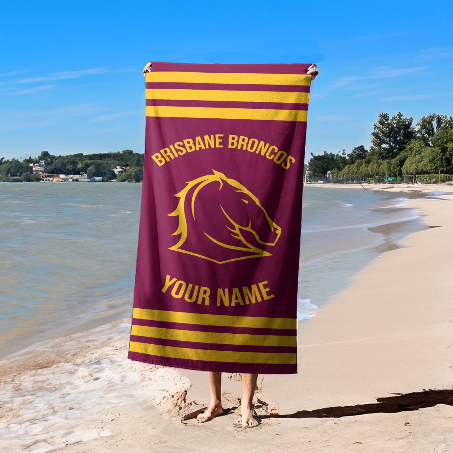 NRL Brisbane Broncos Personalized Pool Travel Beach and Bath Towels for Kids and Adult NRL Brisbane Broncos Personalized Pool Travel Beach and Bath Towels for Kids and Adult