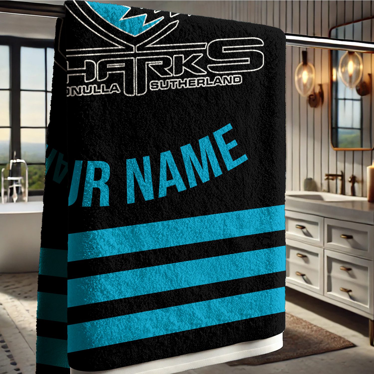 Cronulla-Sutherland Sharks Personalized Pool Travel Beach  Towels Cronulla-Sutherland Sharks Personalized Pool Travel Beach  Towels