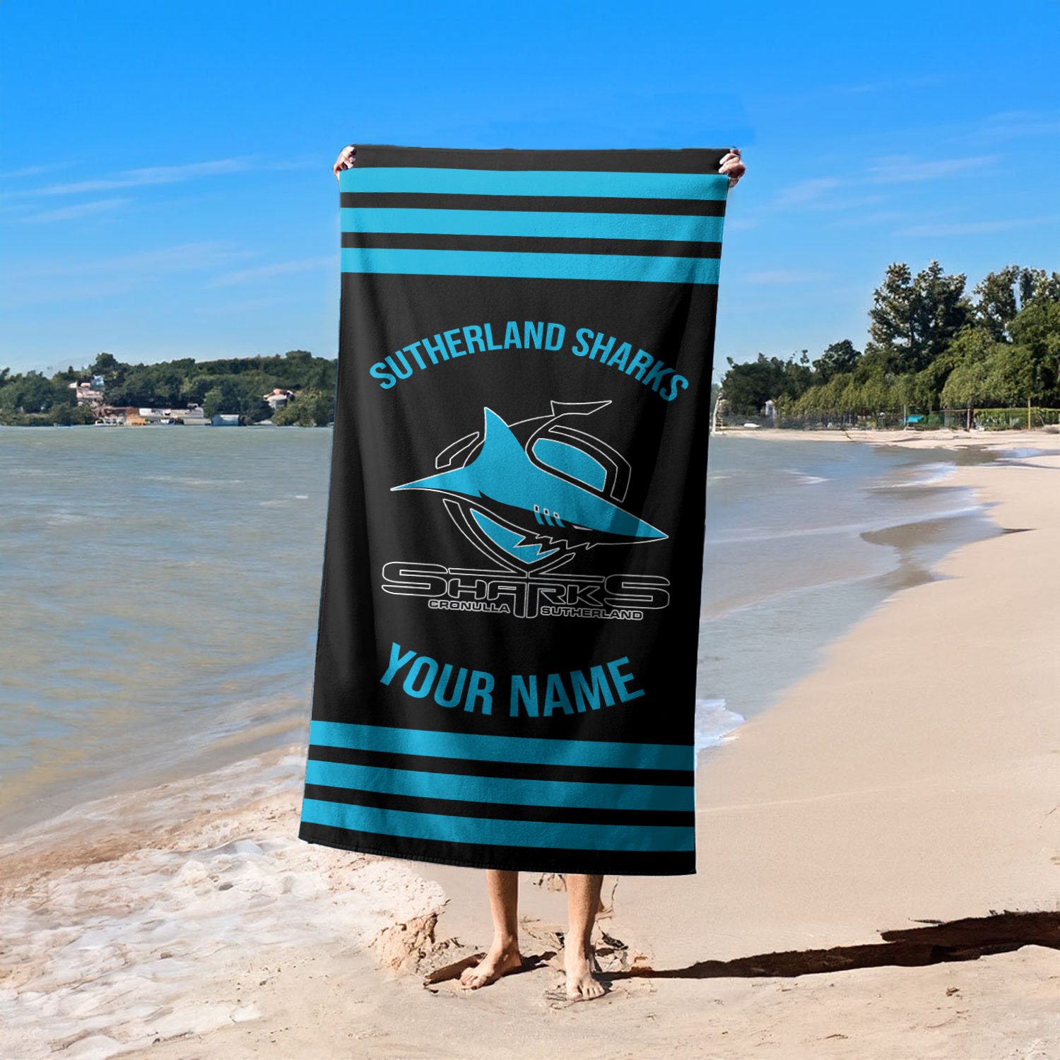 Cronulla-Sutherland Sharks Personalized Pool Travel Beach  Towels Cronulla-Sutherland Sharks Personalized Pool Travel Beach  Towels