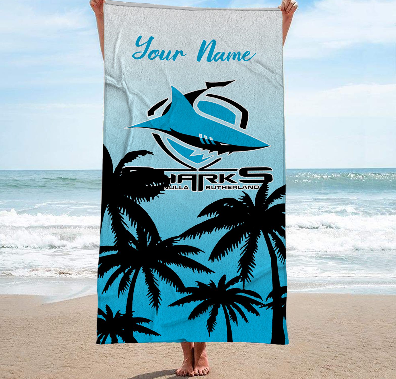 Cronulla-Sutherland Sharks Personalized Pool Travel Beach  Towels Cronulla-Sutherland Sharks Personalized Pool Travel Beach  Towels