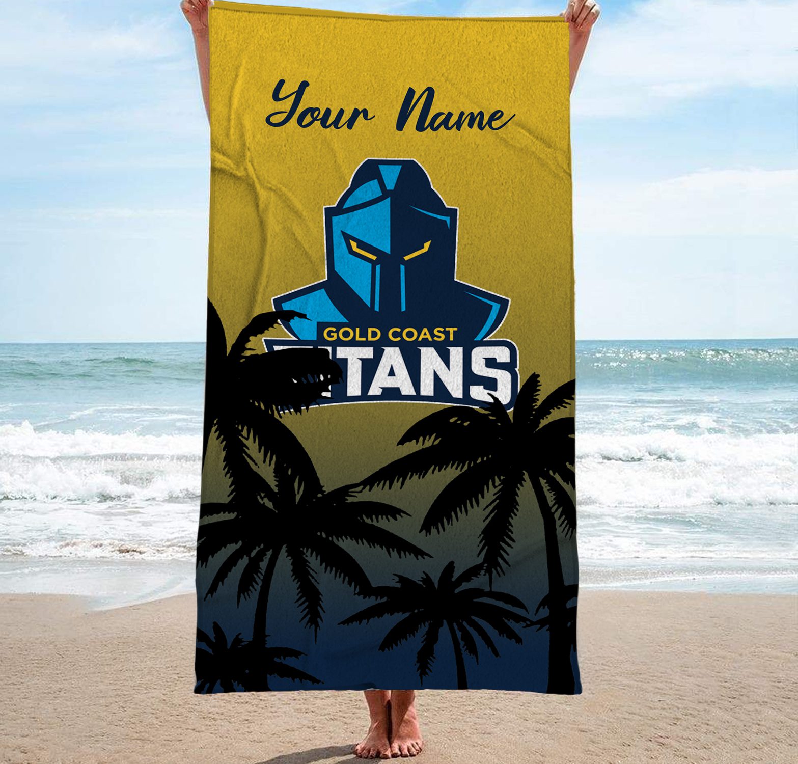 Gold Coast Titans Personalized Pool Travel Beach  Towels Gold Coast Titans Personalized Pool Travel Beach  Towels