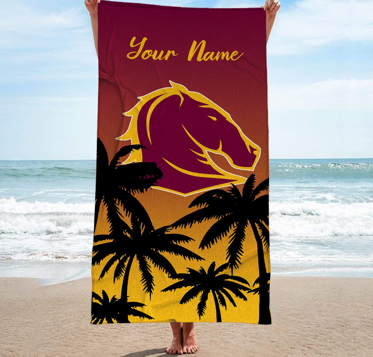 NRL Brisbane Broncos Personalized Pool Travel Beach and Bath Towels for Kids and Adult NRL Brisbane Broncos Personalized Pool Travel Beach and Bath Towels for Kids and Adult