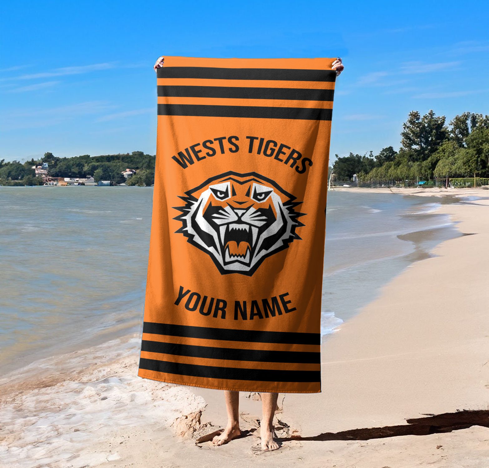 Wests Tigers Personalized Pool Travel Beach  Towels Wests Tigers Personalized Pool Travel Beach  Towels