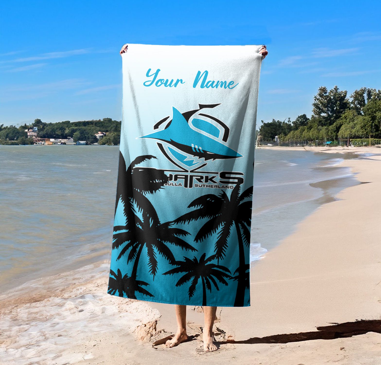 Cronulla-Sutherland Sharks Personalized Pool Travel Beach  Towels Cronulla-Sutherland Sharks Personalized Pool Travel Beach  Towels