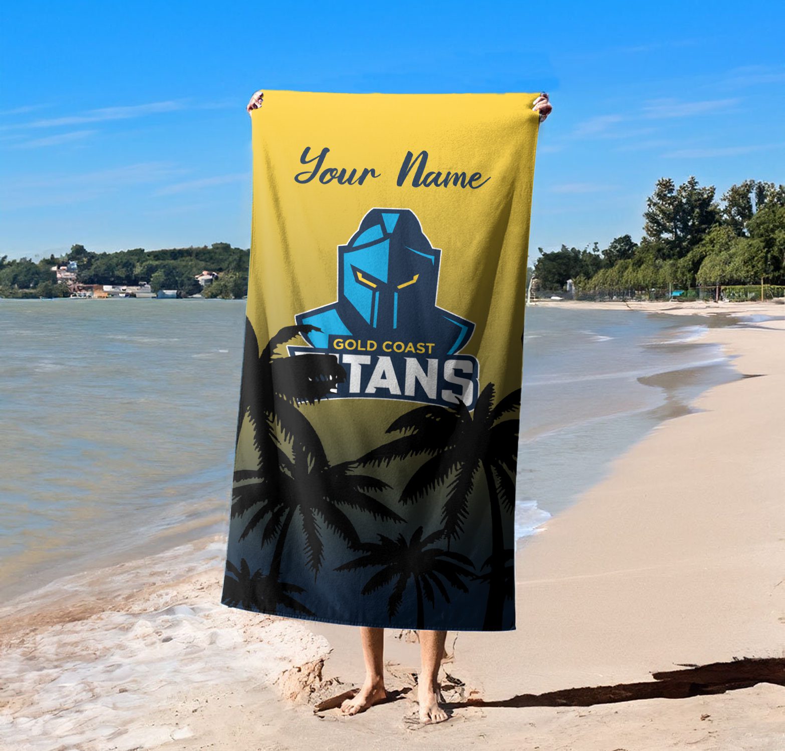 Gold Coast Titans Personalized Pool Travel Beach  Towels Gold Coast Titans Personalized Pool Travel Beach  Towels