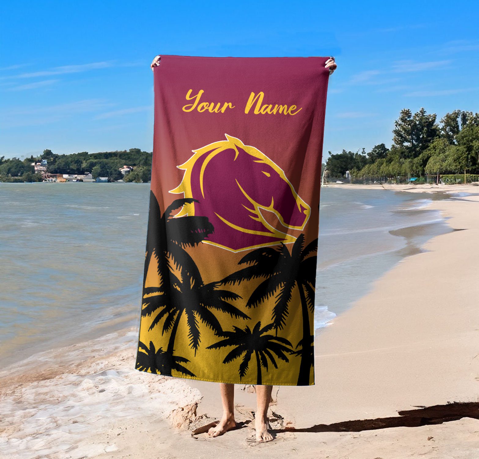 NRL Brisbane Broncos Personalized Pool Travel Beach and Bath Towels for Kids and Adult NRL Brisbane Broncos Personalized Pool Travel Beach and Bath Towels for Kids and Adult