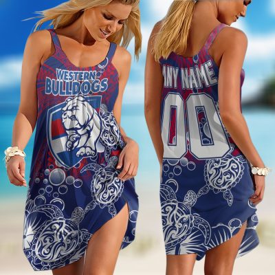 Personalized  Western Bulldogs AFL Special Polynesian Sleeveless Summer Beach Sundress for Women