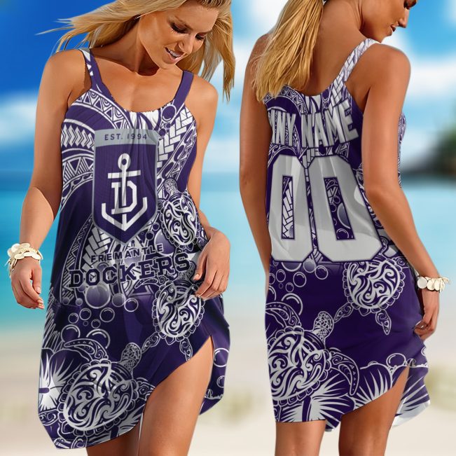Personalized  Fremantle Dockers AFL Special Polynesian Sleeveless Summer Beach Sundress for Women