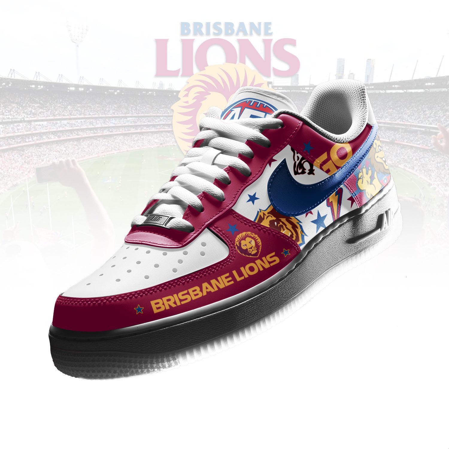 Brisbane Lions Sports Air Force 1 Sneakers Shoes For Men And Women Brisbane Lions Sports Air Force 1 Sneakers Shoes For Men And Women