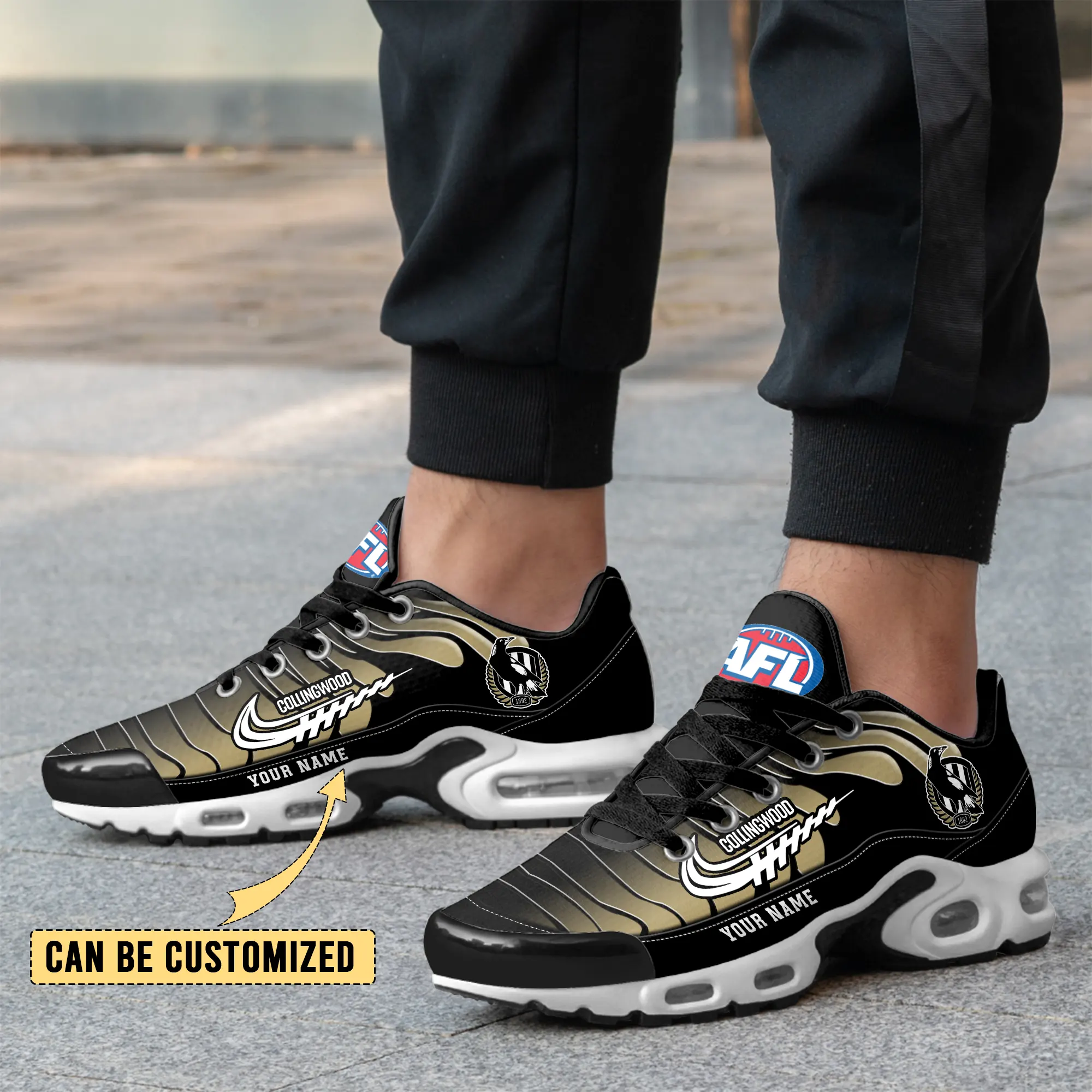 Collingwood Magpies Sports Air Max Plus Sneakers For Men And Women Collingwood Magpies Sports Air Max Plus Sneakers For Men And Women
