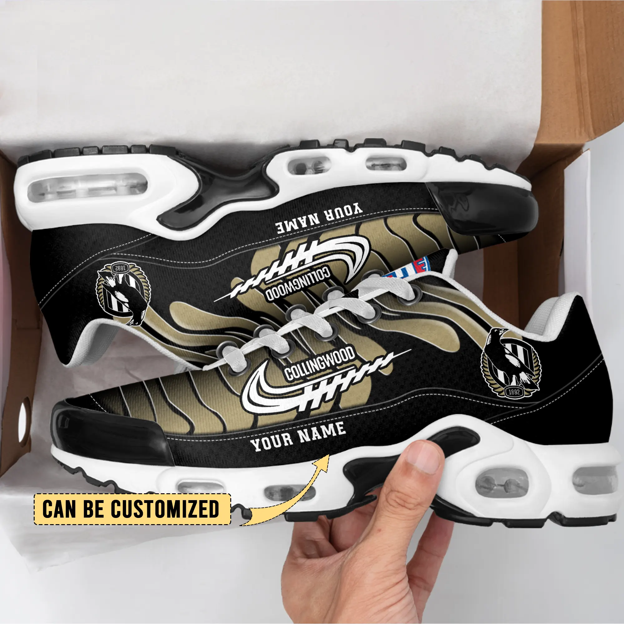 Collingwood Magpies Sports Air Max Plus Sneakers For Men And Women Collingwood Magpies Sports Air Max Plus Sneakers For Men And Women