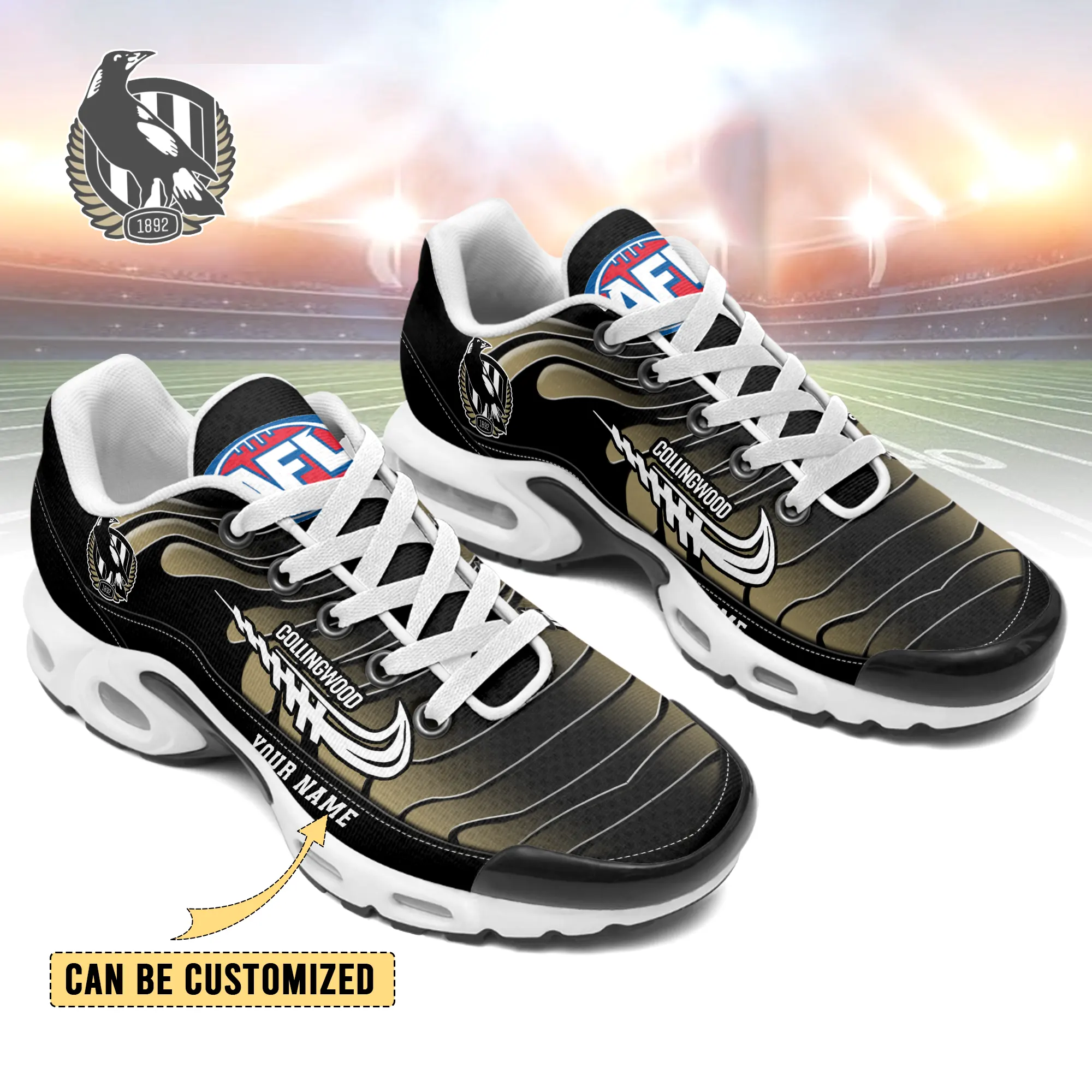Collingwood Magpies Sports Air Max Plus Sneakers For Men And Women Collingwood Magpies Sports Air Max Plus Sneakers For Men And Women
