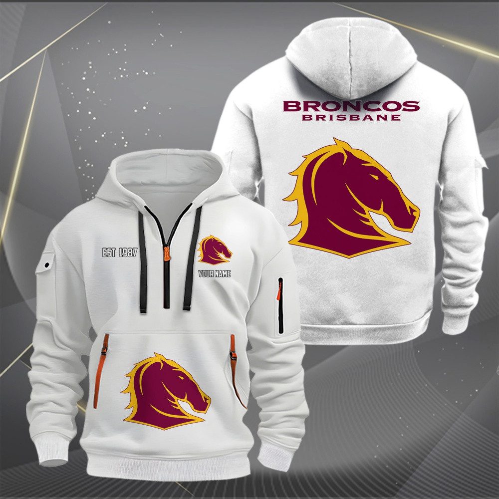 NRL Brisbane Broncos Personalized Sports Hoodie Zipper Gift For Fans NRL Brisbane Broncos Personalized Sports Hoodie Zipper Gift For Fans
