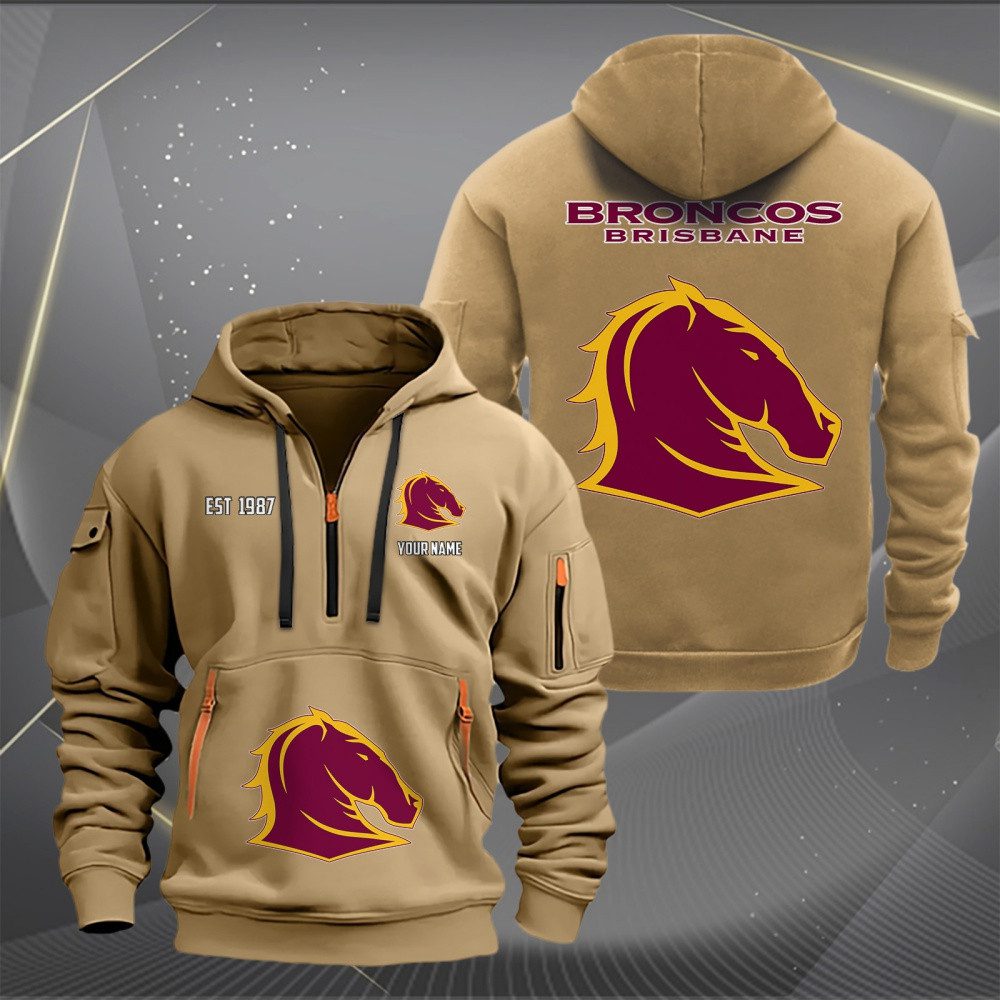 NRL Brisbane Broncos Personalized Sports Hoodie Zipper Gift For Fans NRL Brisbane Broncos Personalized Sports Hoodie Zipper Gift For Fans