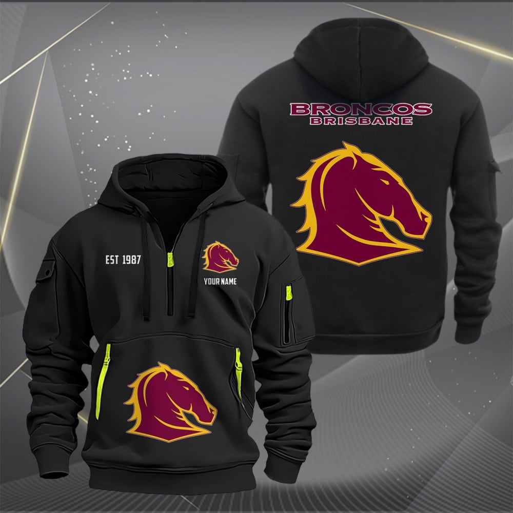 NRL Brisbane Broncos Personalized Sports Hoodie Zipper Gift For Fans NRL Brisbane Broncos Personalized Sports Hoodie Zipper Gift For Fans