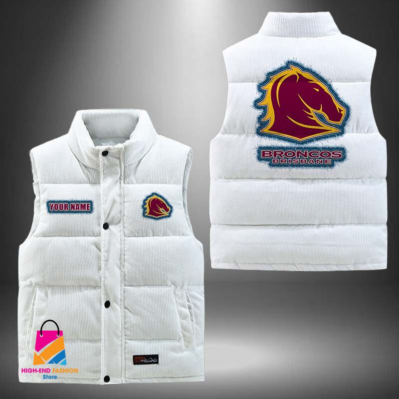 NRL Brisbane Broncos Personalized Style Sleeveless Puffer Jacket Gift For Fans NRL Brisbane Broncos Personalized Style Sleeveless Puffer Jacket Gift For Fans