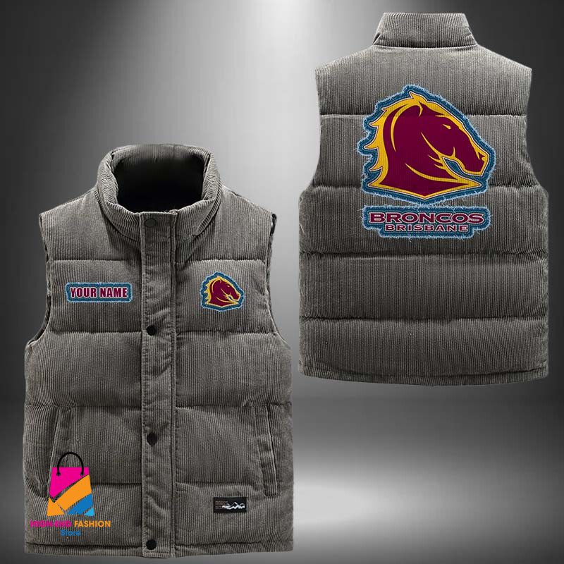 NRL Brisbane Broncos Personalized Style Sleeveless Puffer Jacket Gift For Fans NRL Brisbane Broncos Personalized Style Sleeveless Puffer Jacket Gift For Fans