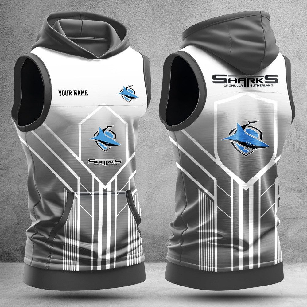 Cronulla-Sutherland Sharks Hooded Tank Top Gift For Fans Cronulla-Sutherland Sharks Hooded Tank Top Gift For Fans