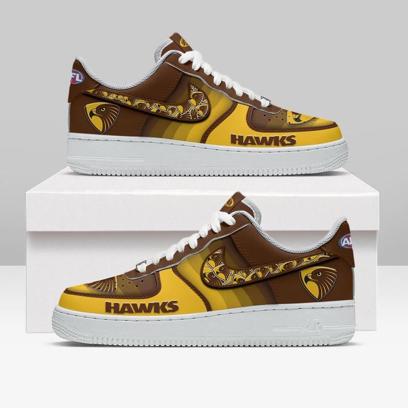 Hawthorn Football Sports Air Force 1 Sneakers Shoes For Men And Women Hawthorn Football Sports Air Force 1 Sneakers Shoes For Men And Women